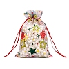 Christmas Theme Organza Printed Drawstring Bags PW-WGCD6B2-01-1