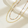 Vintage Brass Colorful Enamel Double Layer Necklaces for Women OH1707-3