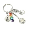 Chakra Natural Amethyst & Green Aventurine & Flower Amazonite & Topaz Jade & South Red Agate & Synthetic Turquoise Chip Pendant Keychain KEYC-JKC00848-4