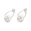 Brass Teardrop with Ball Dangle Stud Earrings for Women EJEW-D065-06P-1