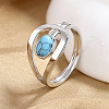 Oval Brass with Synthetic Turquoise Finger Rings FS-WG5DC9A-02-1