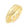 Brass Leaf Open Cuff Ring for Women RJEW-M173-14G-1