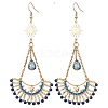 Synthetic Blue Spinel & Glass Dangle Earrings EJEW-MZ00290-1