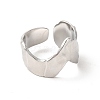 304 Stainless Steel Wave Open Cuff Ring for Women RJEW-E063-17P-2