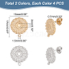 4 Pairs 2 Colors 304 Stainless Steel Stud Earring Findings STAS-UN0038-06-3