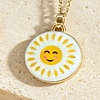 Brass Enamel Flat Round Pendant Necklaces for Women WG39B21-02-1