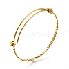 304 Stainless Steel Twist Bangles for Women BJEW-M233-01G-1