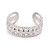 Non-Tarnish 304 Stainless Steel Triple Line Open Cuff Ring for Women RJEW-C025-07P-2