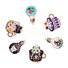 Japanese Style Print Alloy Enamel Pendants ENAM-CJ0001-27-RS-4