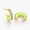 Brass Micro Pave Clear Cubic Zirconia Half Hoop Earrings EJEW-L231-64D-2