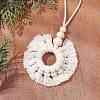 Handmade Cotton Macrame Ring Pendant Decorations HJEW-JM02843-1