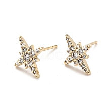 Clear Cubic Zirconia Star Stud Earrings X-EJEW-G297-17G