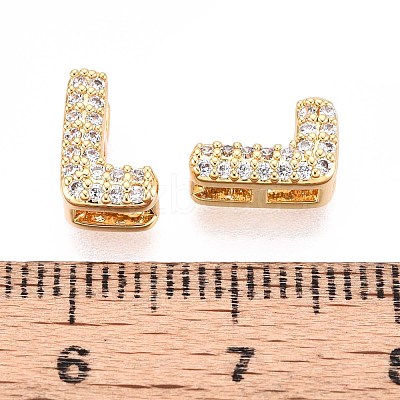 Brass Micro Pave Clear Cubic Zirconia Beads KK-T071-17G-L-1