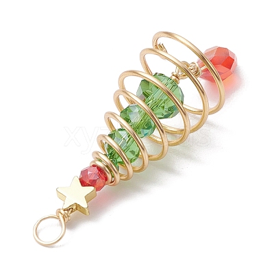 3Pcs 3 Colors Christmas Theme Copper Wired Glass Big Pendants PALLOY-JF02854-1