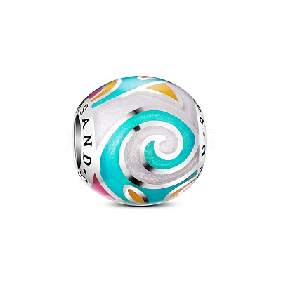 Rondelle Rhodium Plated 925 Sterling Silver Mystic Sky TS-C-038-1