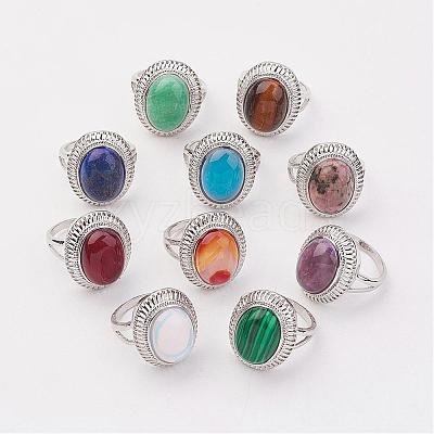 Natural & Synthetic Mixed Stone Finger Rings RJEW-P122-M-1