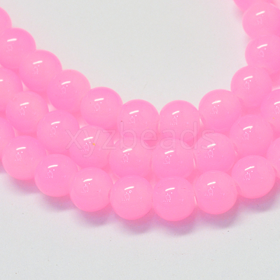 Baking Paint Imitation Jade Glass Round Bead Strands X-DGLA-Q021-10mm-45-1