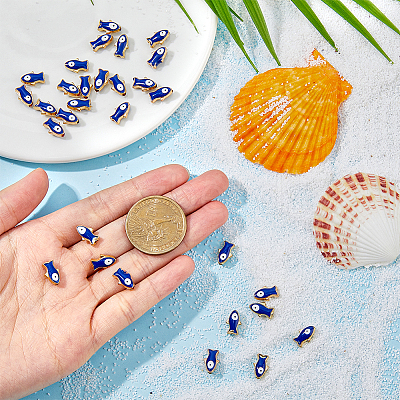 Light Gold Plated Alloy Enamel Beads ENAM-WH0001-24-1