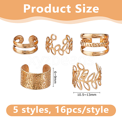 16 Bags Alloy C-Shaped Cuff Earrings for Unisex EJEW-DC0001-49G-1