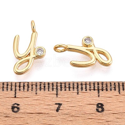 Brass Micro Pave Cubic Zirconia Charms KK-N263-97G-Y-1