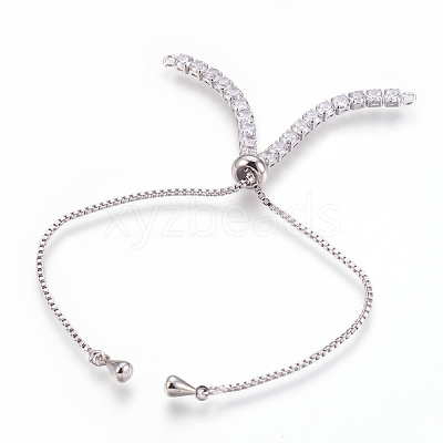 Adjustable Brass Micro Pave Cubic Zirconia Chain Bracelet Making KK-O106-50P-1