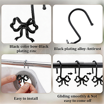 12Pcs Iron with Zinc Alloy Shower Curtain Hook FIND-SP0005-76EB-1
