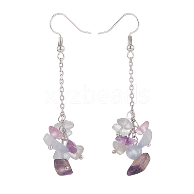Natural Fluorite Chips Beaded Jewelry Set SJEW-JS01231-02-1