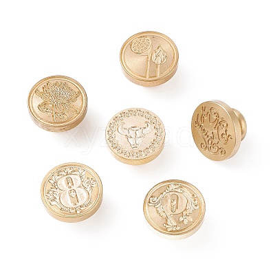 (Defective Closeout Sale: Oxidized)Wax Seal Brass Stamp Head AJEW-XCP0001-40-1