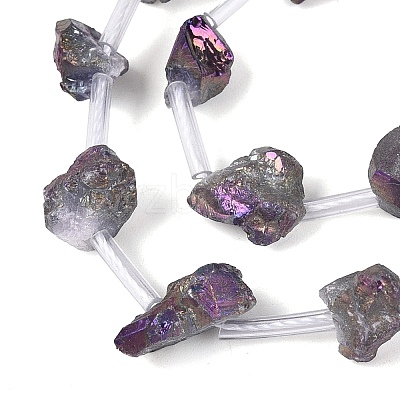 Electroplate Raw Rough Natural Amethyst Beads Strands G-Q610-06D-1