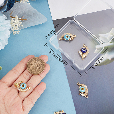 8Pcs 2 Colors Rack Plating Real 18K Gold Plated Brass Micro Pave Clear Cubic Zirconia Connector Charms ZIRC-BBC0002-03-1