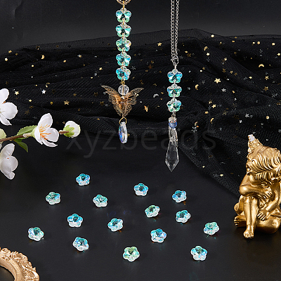 80Pcs Transparent Faceted Glass Connector Charms GLAA-SP0001-88B-02-1