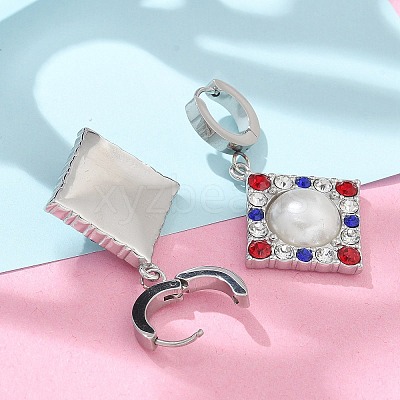 304 Stainless Steel Rhombus Hoop Earrings EJEW-A119-11P-1