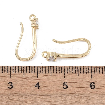 Brass Micro Pave Cubic Zirconia Earring Hooks KK-U008-08G-1