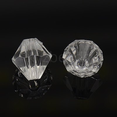 Faceted Bicone Transparent Acrylic Beads DBB10MM01-1