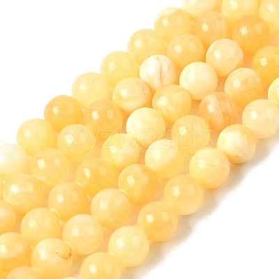Natural Yellow Jade Beads Strands G-Q462-8mm-36-1
