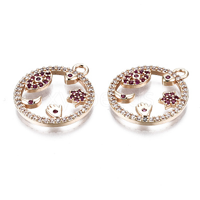 Brass Micro Pave Cubic Zirconia Pendants KK-S359-132B-RS-1