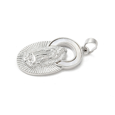 Brass Pave Natural White Shell Religion Pendants KK-S522-23P-D-1