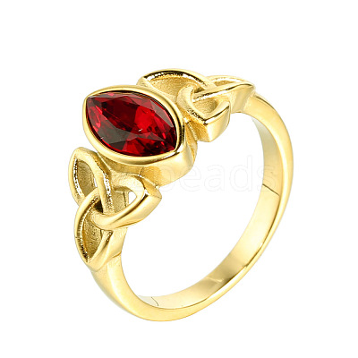 Horse Eye & Knot 304 Stainless Steel with Cubic Zirconia Finger Rings FS-WG8EA45-02-1
