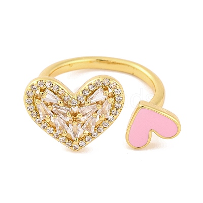 Brass Micro Pave Clear Cubic Zirconia Open Cuff Rings RJEW-U009-04B-G-1