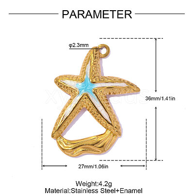 304 Stainless Steel Enamel Pendants STAS-OY017-16G-1