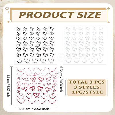 3Sheets 3 Colors Plastic Stickers MRMJ-LP0002-07-1