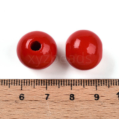 Painted Natural Wood Beads WOOD-A018-16mm-12-1
