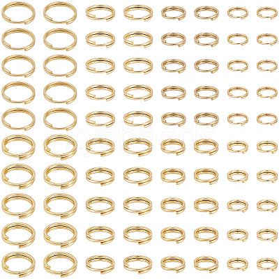 300Pcs 8 Styles Stainless Steel Split Rings STAS-BBC0008-88-1