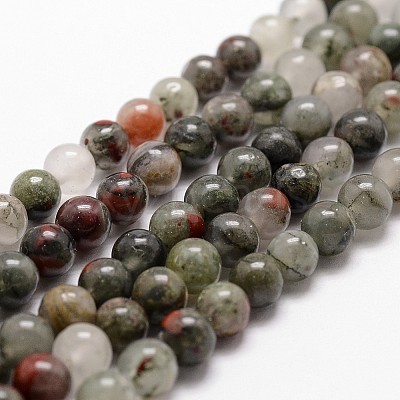 Natural African Bloodstone Beads Strands G-G735-32-8mm-1
