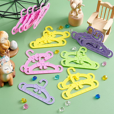 40Pcs 4 Colors Bowknot & Star Pattern Plastic Doll Clothes Hangers DIY-CA0003-48-1