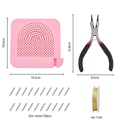 1 Set ABS Plate with Zinc Alloy Sticks and 1Pc Carbon Steel Round Nose Pliers TOOL-DC0001-14-1