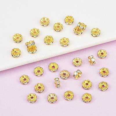 Brass Rhinestone Spacer Beads RSB028NF-02G-1