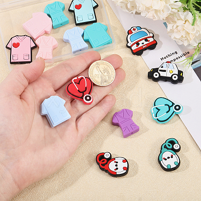 16Pcs 16 Styles Medical Theme Food Grade Eco-Friendly Silicone Focal Beads SIL-CA0003-31-1