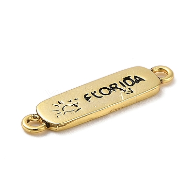 Beach Theme Rack Plating Brass Rectangle Connector Charms KK-P261-08A-G13-1