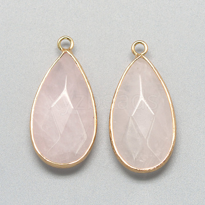 Natural Rose Quartz Pendants X-G-S221-14G-1
